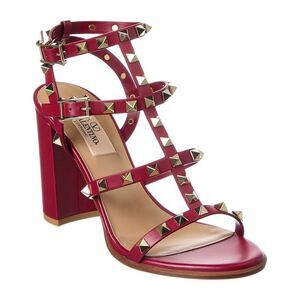 Valentino Rockstud Caged 90 Leather Ankle Strap Sandal, Pink